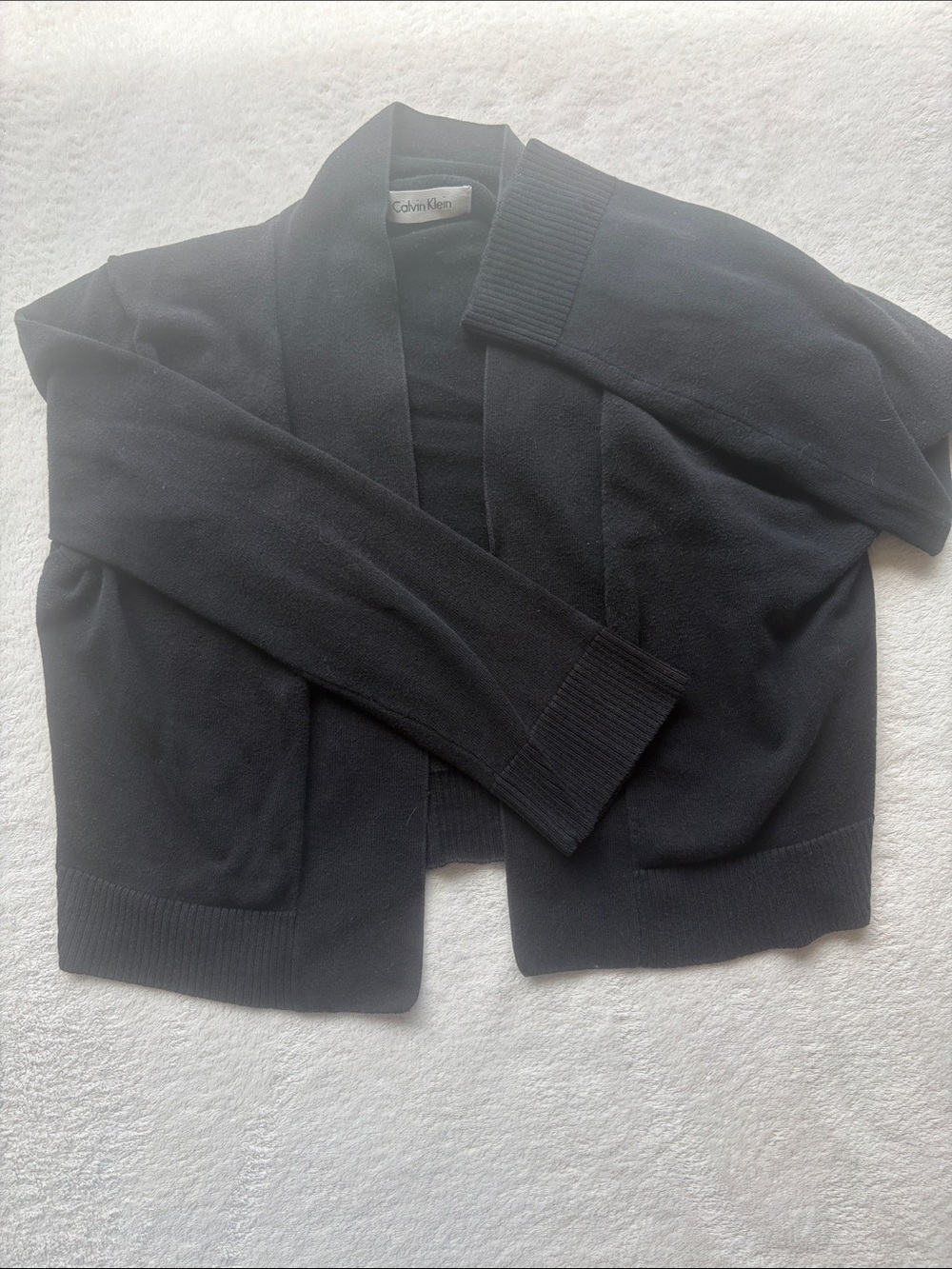 Calvin Klein Men's Black Open Shawl-Collar Cardigan